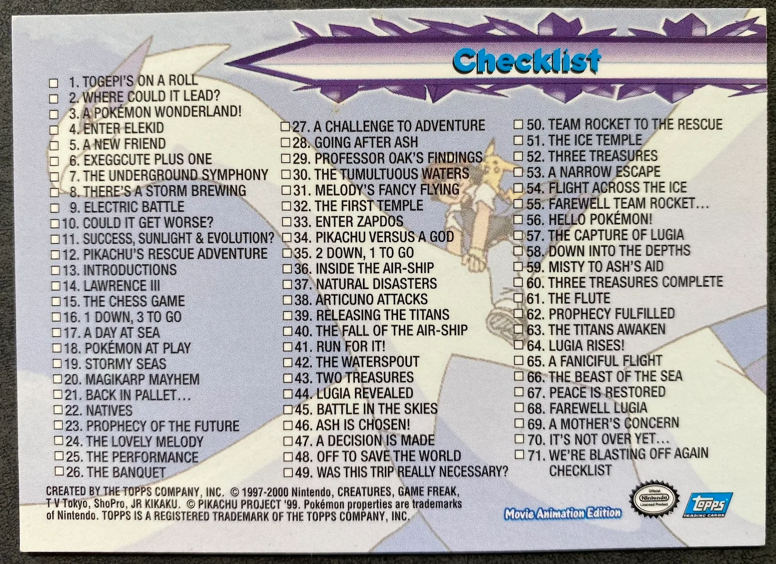 Checklist back
