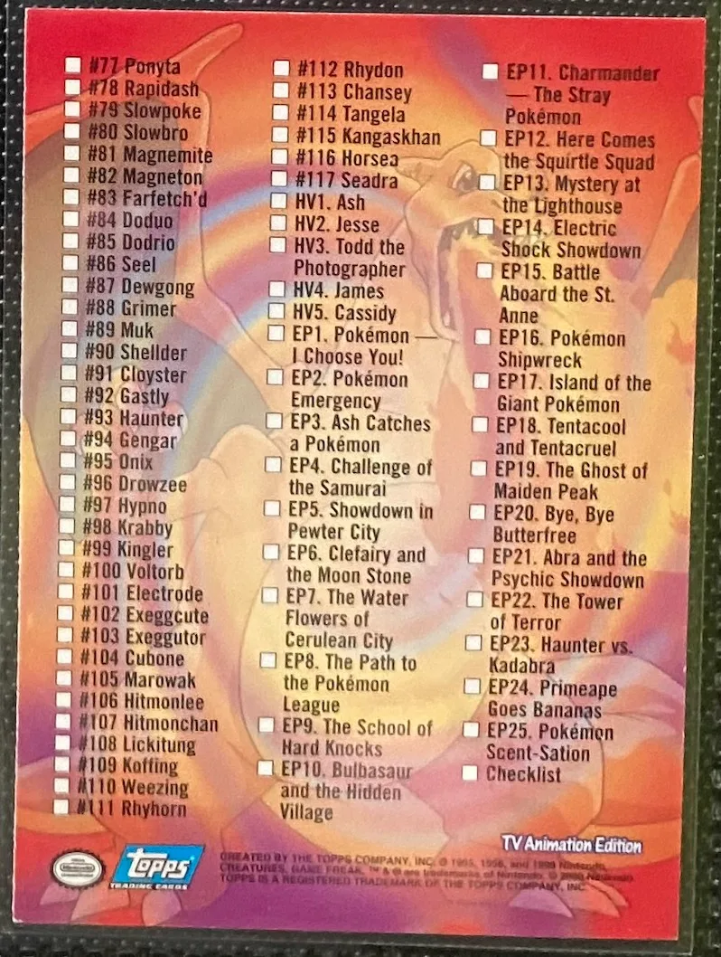 Checklist back